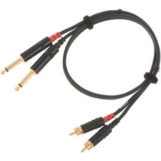 Cordial CFU0.6PC Intro verloopkabel 2x 6.3 TS jack - 2x RCA 0.6m zwart