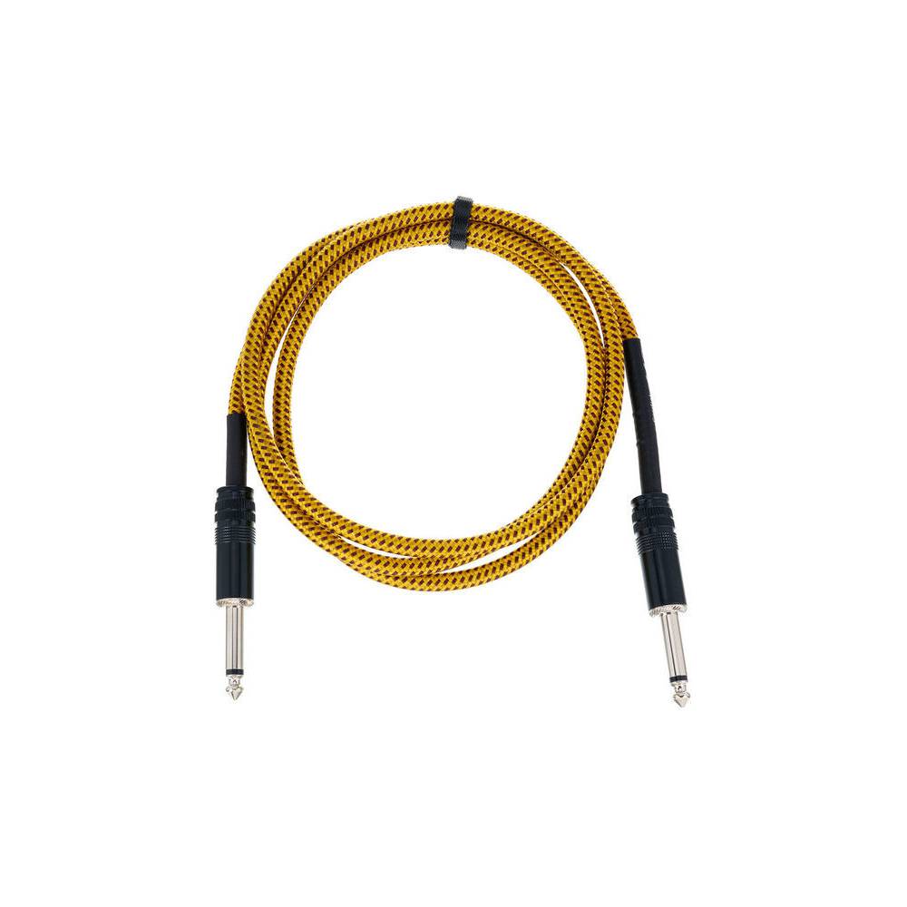 Cordial EI1.5PP-TWEED-YE Elements instrumentkabel 6.3 TS jack recht 1.5m tweed geel