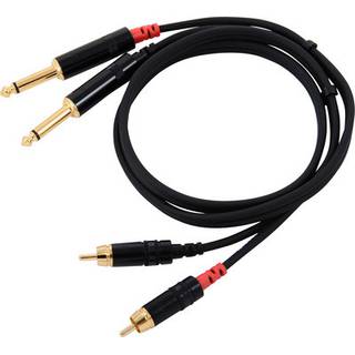 Cordial CFU0.9PC Intro verloopkabel 2x 6.3 TS jack - 2x RCA 0.9m zwart