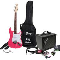 Fazley Startist Basic ST118 Candy Pink roze elektrische gitaar starterset met versterker