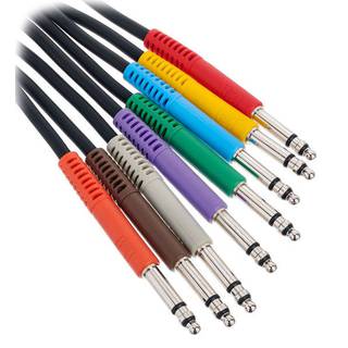 Hosa TTS-845, Balanced Patch Cables, TT TRS to Same - Pack of 8 dif colors - 45 cm, Bantam