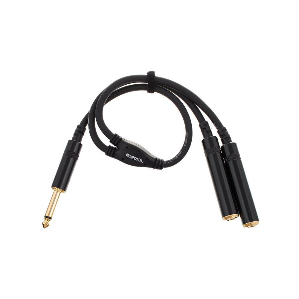 Cordial CFY0.3PGG Intro verloopkabel 6.3mm TS jack 2x fem - 1x male 0.3m zwart