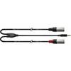 Cordial CFY3WMM-LONG Intro verloopkabel 3.5mm TRS jack - 2x XLR 3m zwart