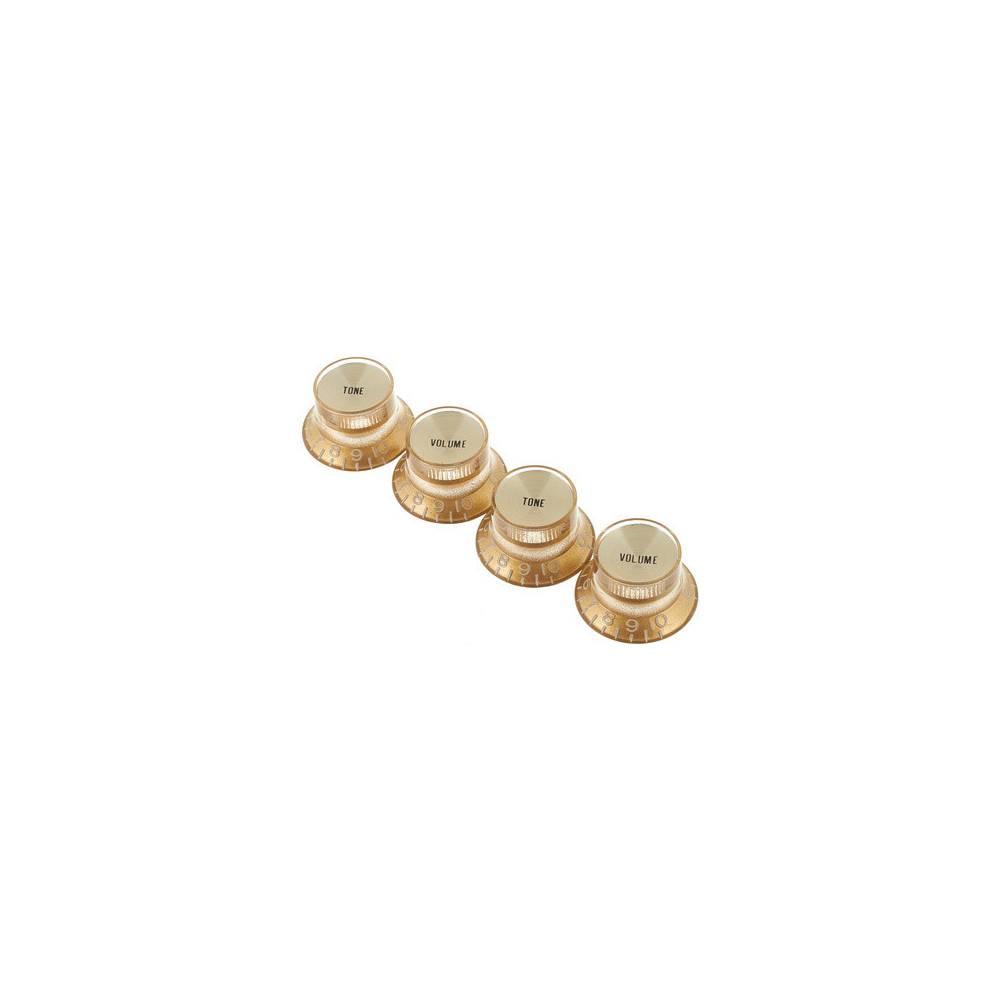 Gibson Top Hat Knobs Gold Metal Insert Aged Gold potmeterknoppen voor gitaar (set van 4)