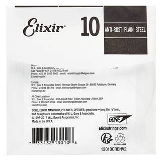 Elixir 13010 Anti-Rust Plain Steel .010 losse snaar