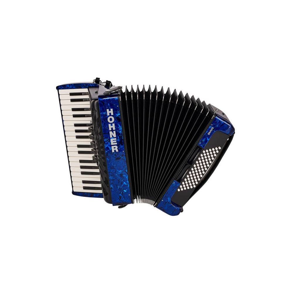 Hohner Bravo III 72 Blauw, Silent Key accordeon