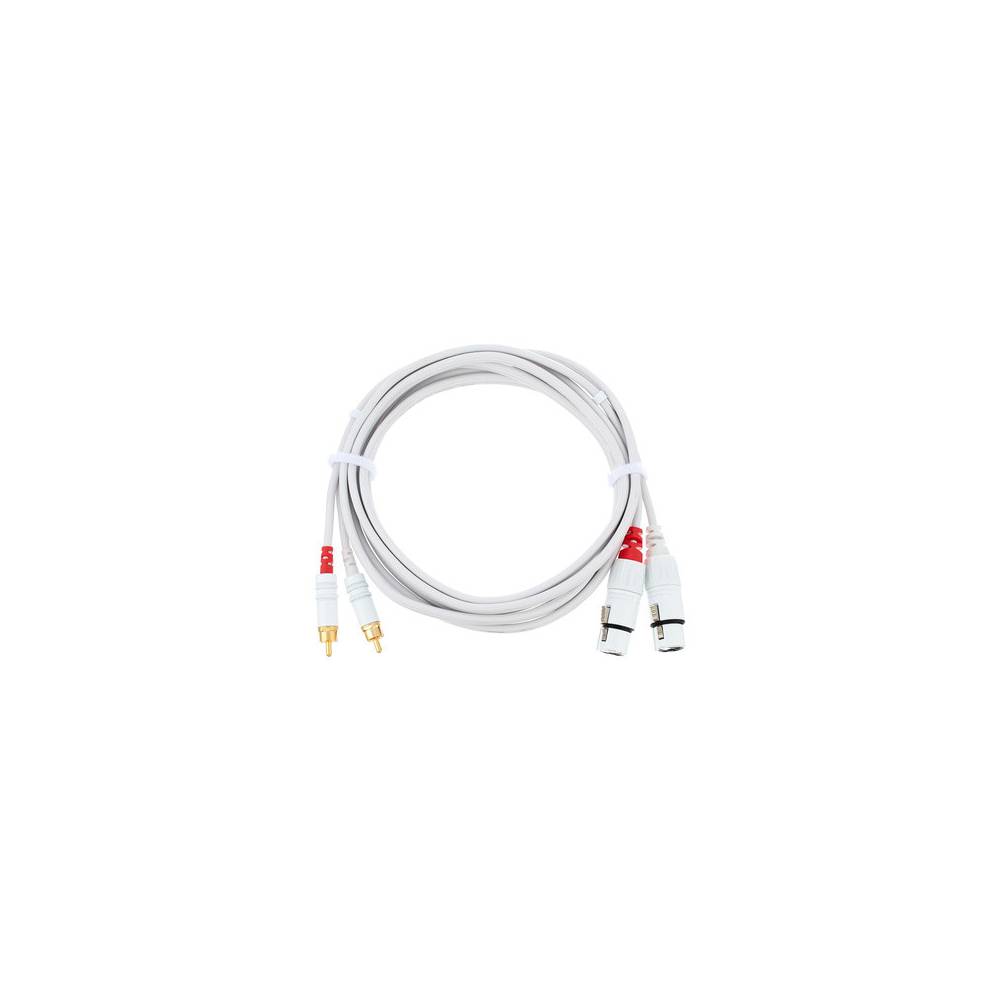 Cordial CFU3FC-SNOW Intro verloopkabel 2x XLR female - 2x RCA 3m wit