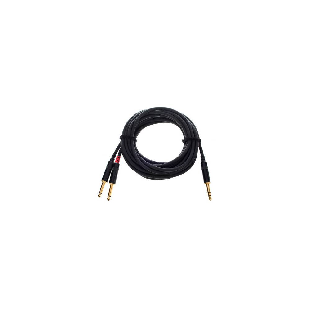 Cordial CFY3VPP-LONG Intro verloopkabel jack 6.3mm TRS -2x 6.3mm TS 3m zwart