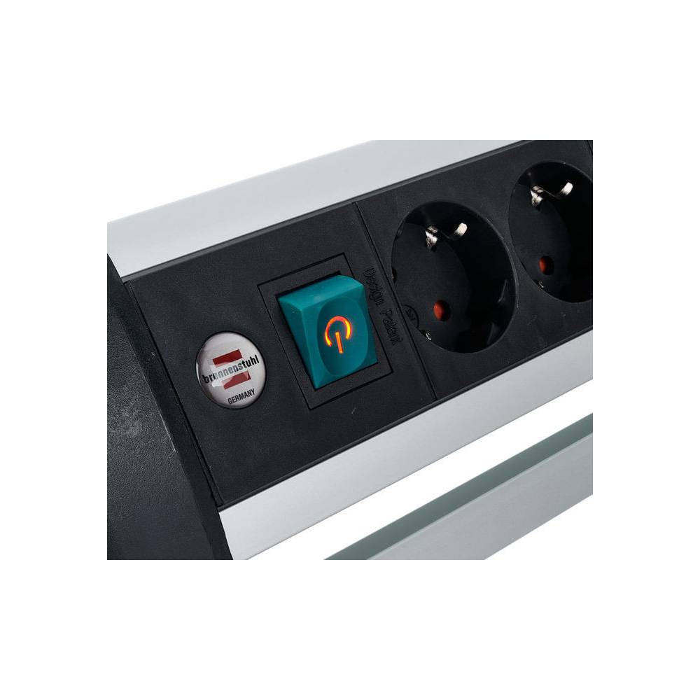 Brennenstuhl Alu-Office-Line desk-stroomverdeler 6-voudig 3 m