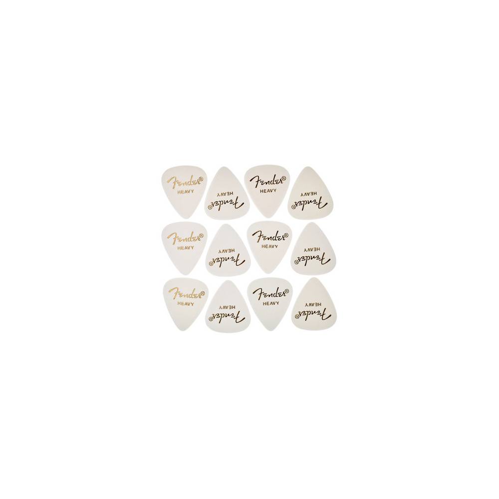 Fender 351 Classic Premium Celluloid Picks Heavy White 12 Pack