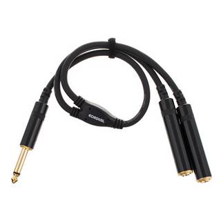 Cordial CFY0.3PGG Intro verloopkabel 6.3mm TS jack 2x fem - 1x male 0.3m zwart
