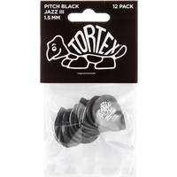 Dunlop Tortex Pitch Black Jazz III 1.50mm 12-pack plectrumset zwart