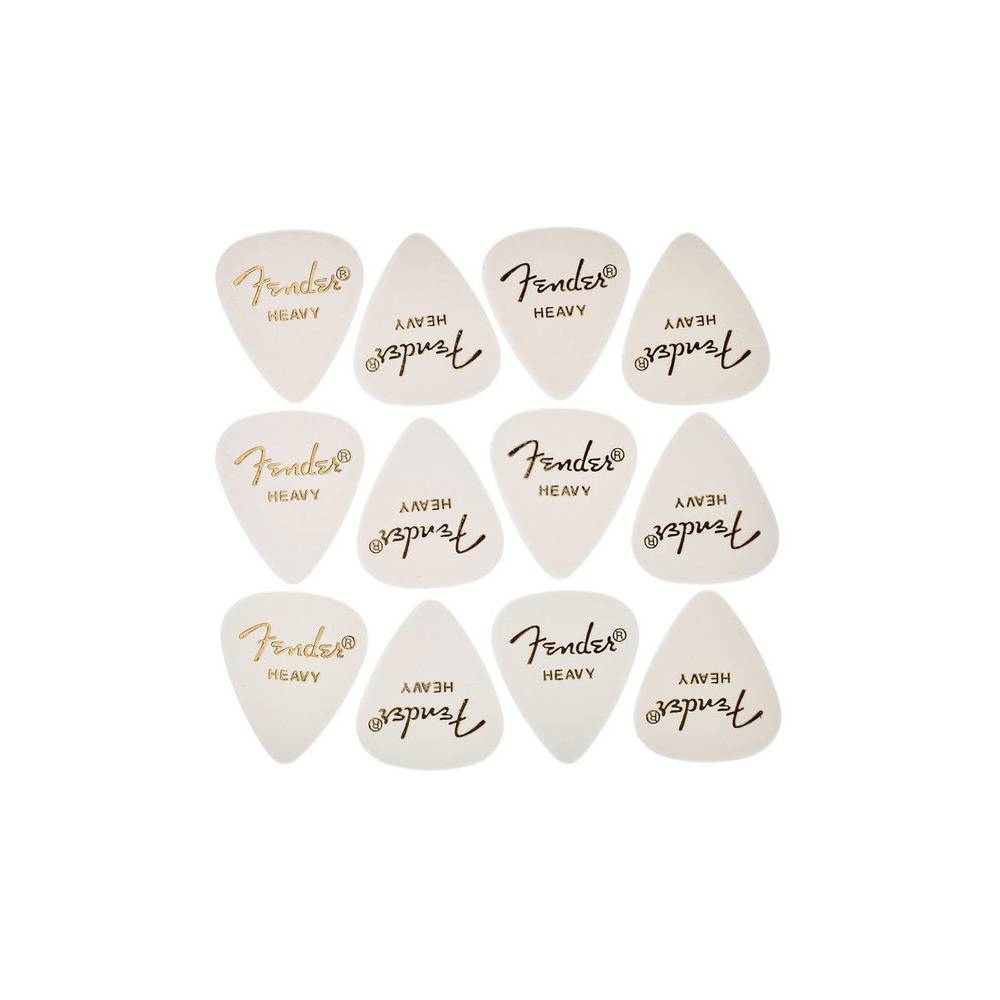 Fender 351 Classic Premium Celluloid Picks Heavy White 12 Pack