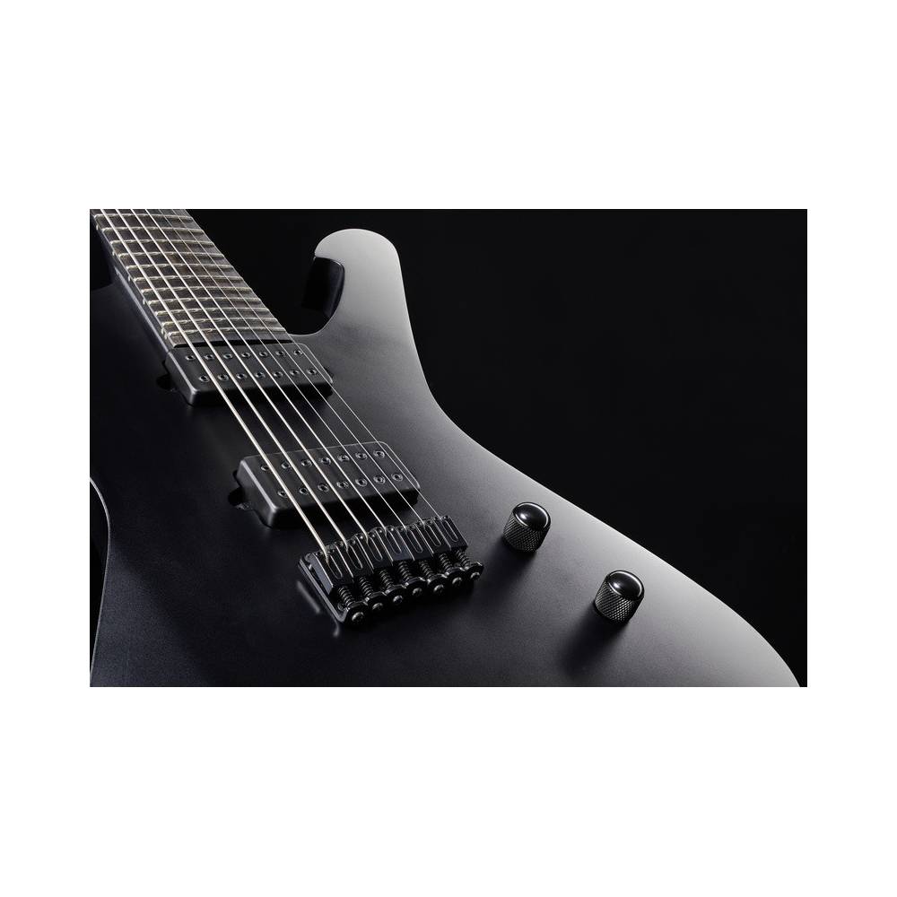 Ibanez Iron Label Iceman ICTB721-BKF Black Flat 7-snarige elektrische gitaar met gigbag