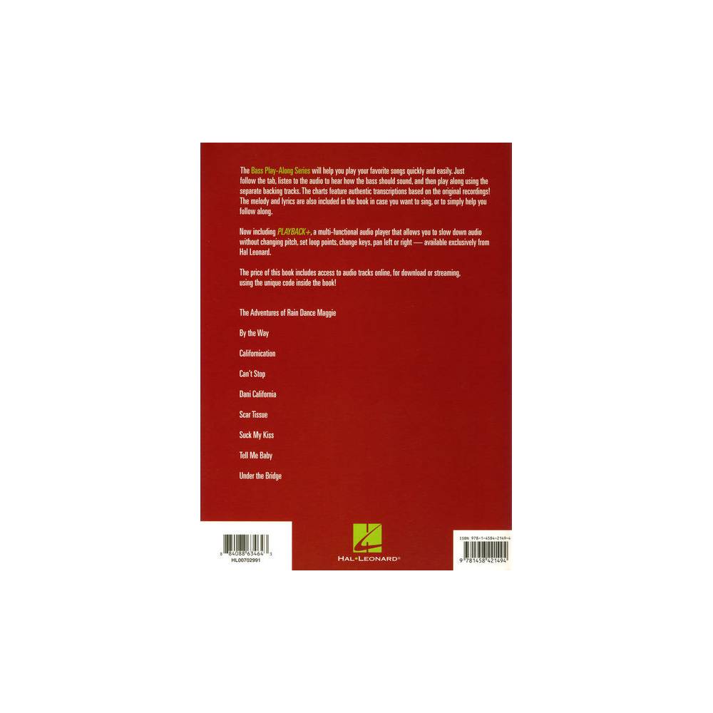 Hal Leonard Bass Play Along Volume 42 Red Hot Chili Peppers