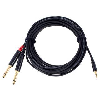 Cordial CFY3WPP-LONG Intro verloopkabel 3.5mm TRS jack-2x6.3mm TS jack 3m zwart