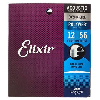 Elixir 11075 Acoustic 80/20 Bronze Polyweb Medium Light 12-56