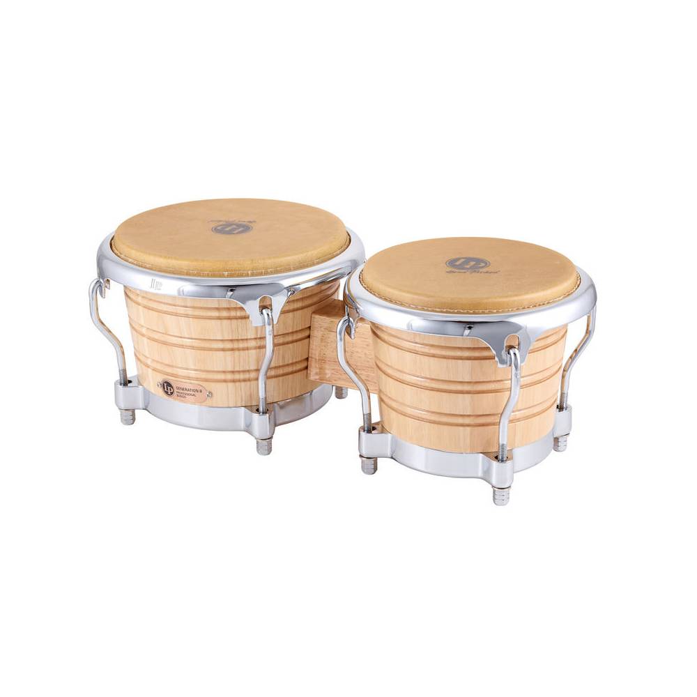 Latin Percussion LP201AX2 Generation II Bongos Natural Chrome