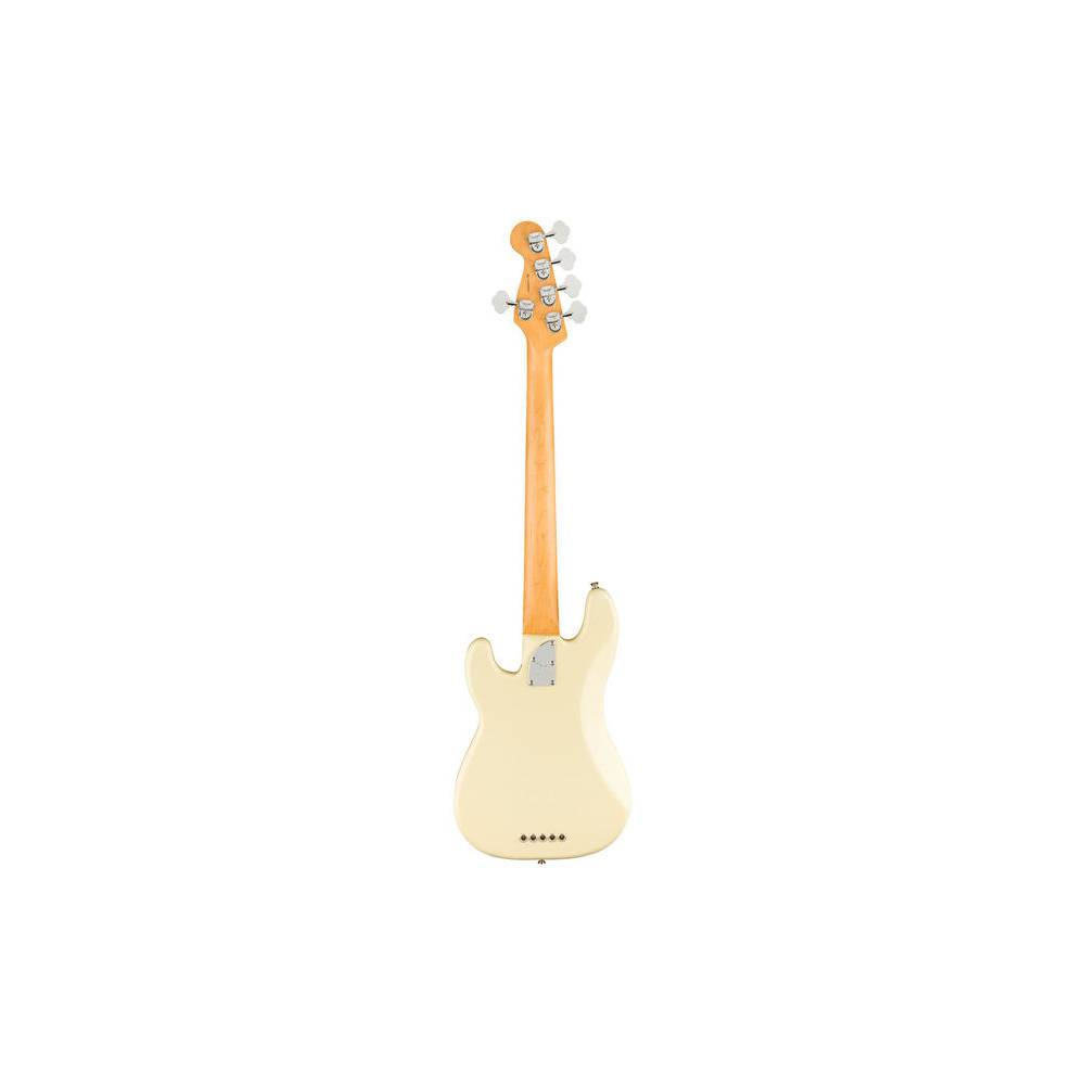 Fender American Professional II Precision Bass V RW Olympic White 5-snarige elektrische basgitaar met koffer