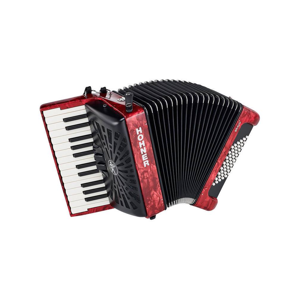 Hohner Bravo II 48 Rood, Silent Key accordeon