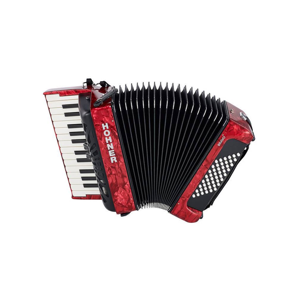 Hohner Bravo II 48 Rood, Silent Key accordeon