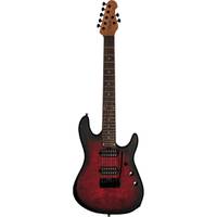 Sterling by Music Man Jason Richardson Cutlass 7 Dark Scarlet Burst Satin 7-snarige elektrische gitaar met deluxe gigbag