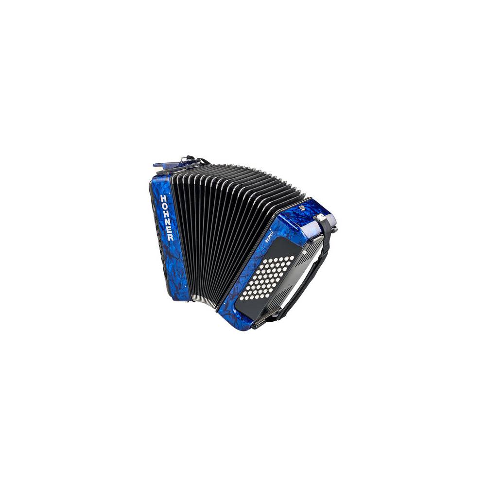 Hohner Bravo II 48 Blauw, Silent Key accordeon