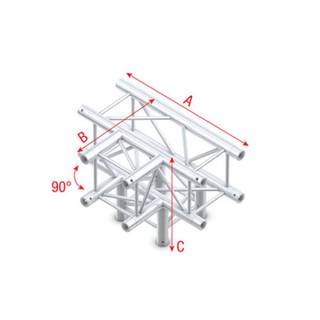 Showtec PQ30 Vierkant truss 020 4-weg T-stuk 90g