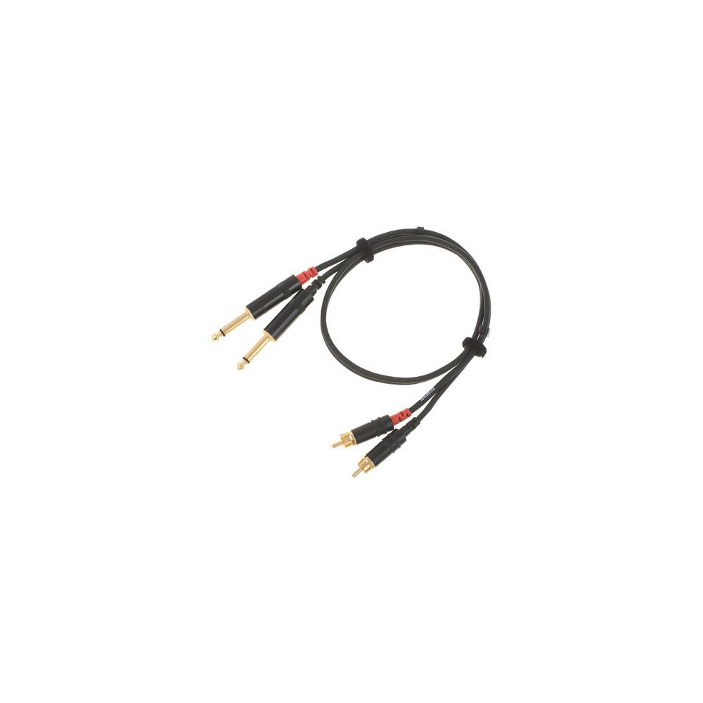 Cordial CFU0.6PC Intro verloopkabel 2x 6.3 TS jack - 2x RCA 0.6m zwart