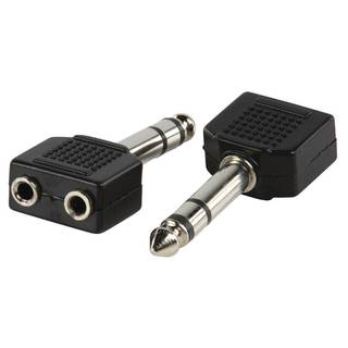 HQ Adapter plug 6.35mm stereo stekker - 2x 3.5mm stereo contra