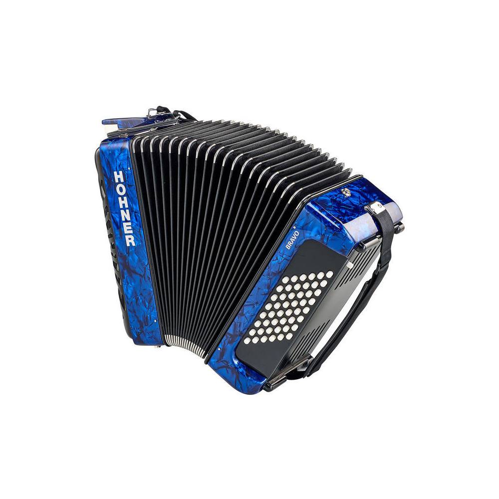 Hohner Bravo II 48 Blauw, Silent Key accordeon