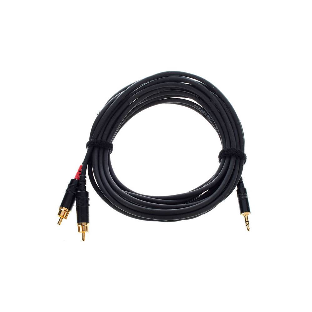 Cordial CFY3WCC-LONG Intro verloopkabel 3.5mm TRS jack - 2x RCA 3m zwart