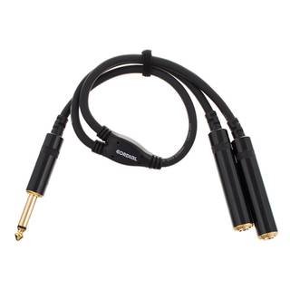 Cordial CFY0.3PGG Intro verloopkabel 6.3mm TS jack 2x fem - 1x male 0.3m zwart