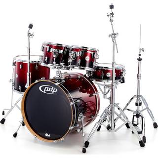 PDP Drums Concept Maple Red-Black Sparkle 5-delig drumstel