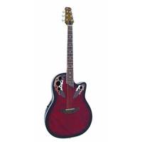 Dimavery OV-500 elektrisch-akoestische gitaar rood gevlamd