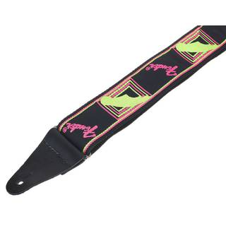 Fender Neon Monogrammed Strap gitaarband geel/roze