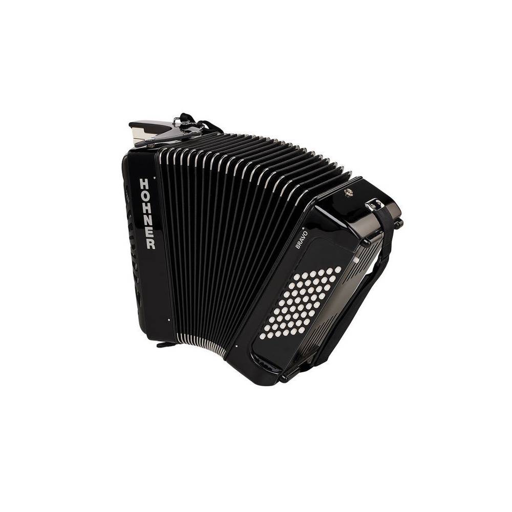 Hohner Bravo II 48 Zwart, Silent Key accordeon