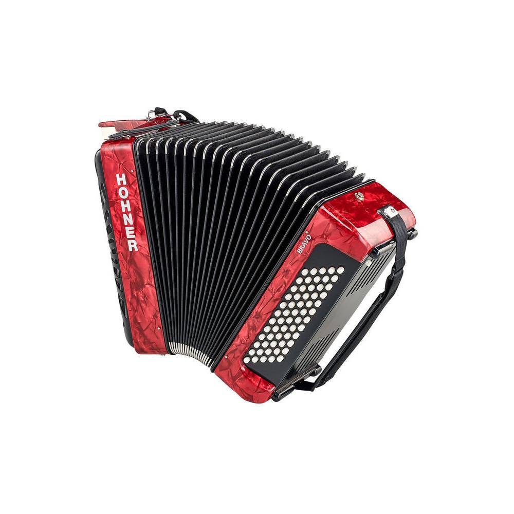 Hohner Bravo II 60 Rood, Silent Key accordeon