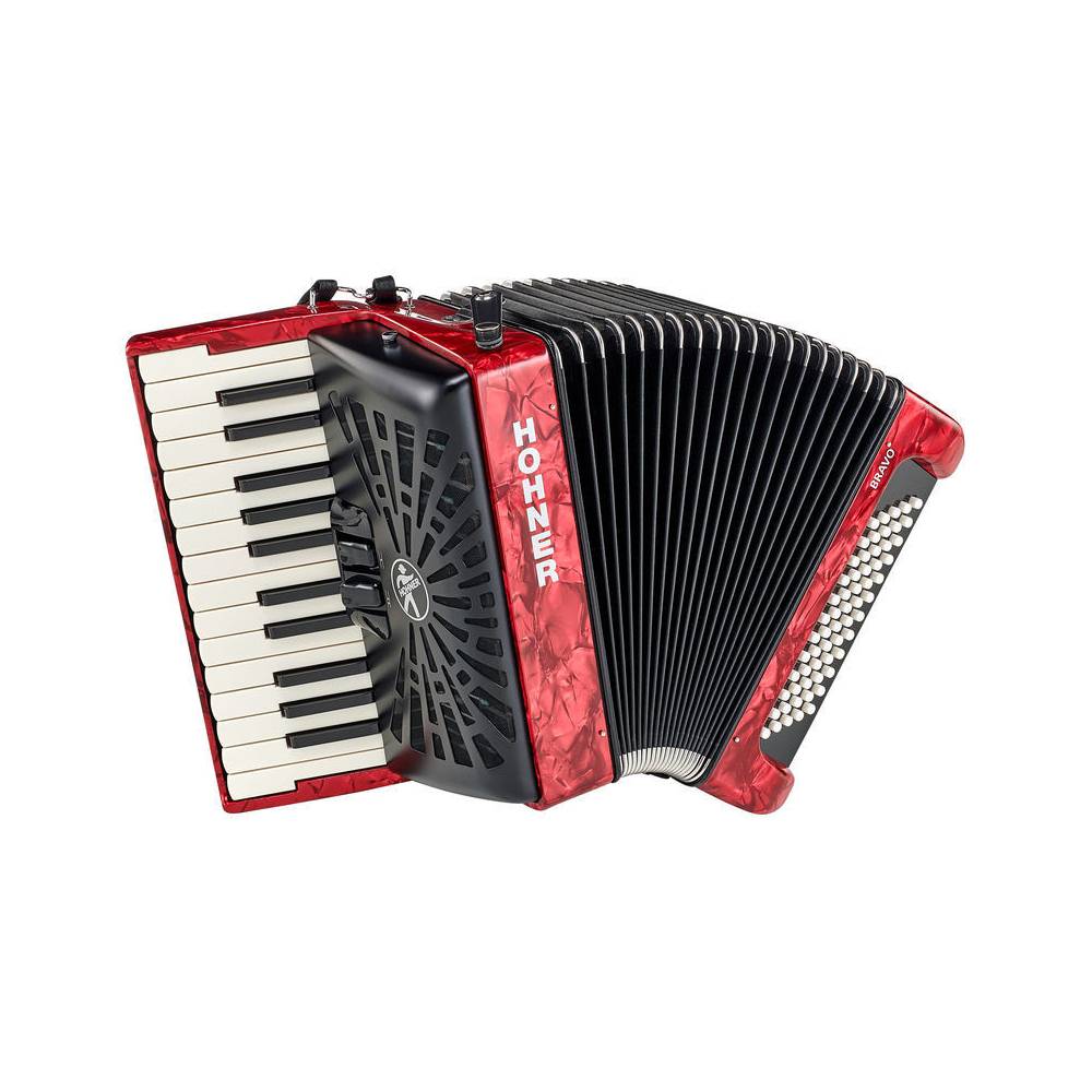 Hohner Bravo II 60 Rood, Silent Key accordeon