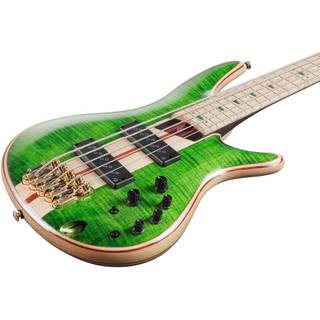 Ibanez Premium SR5FMDX Emerald Green Low Gloss 5-snarige elektrische basgitaar met gigbag