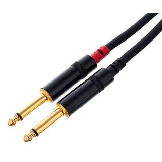 Cordial CFY1.5VPP-LONG Intro verloopkabel jack 6.3mm TRS -2x 6.3mm TS 1.5m zwart