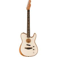 Fender American Acoustasonic Telecaster Arctic White elektrisch-akoestische gitaar met gigbag