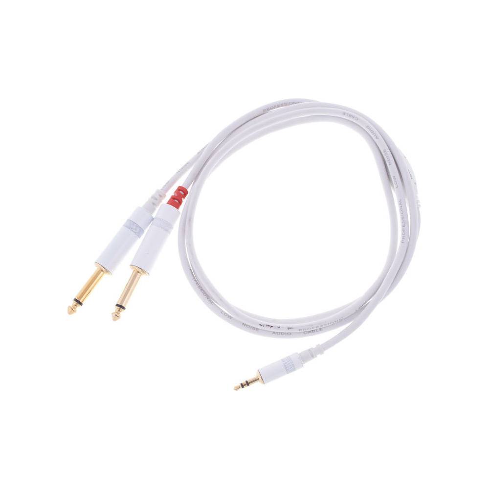 Cordial CFY1.5WPP-SNOW Intro verloopkabel 3.5mm TRS jack-2x 6.3mm TS jack 1.5m wit