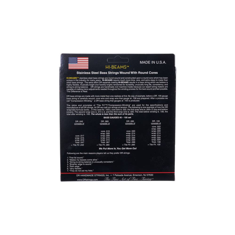 DR Strings MR-45 Hi-Beam medium set basgitaarsnaren