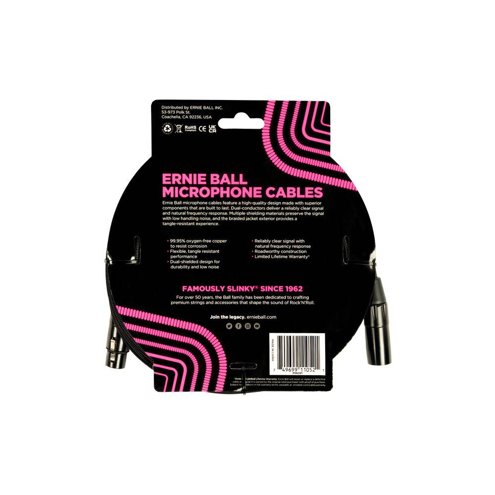 Ernie Ball 6391 microfoonkabel XLR male-XLR female 4.5m zwart