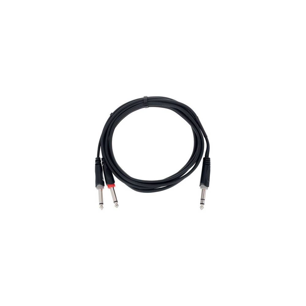 Cordial EY3VPP Elements verloopkabel jack 6.3mm TRS - 2x 6.3mm TS 3m zwart