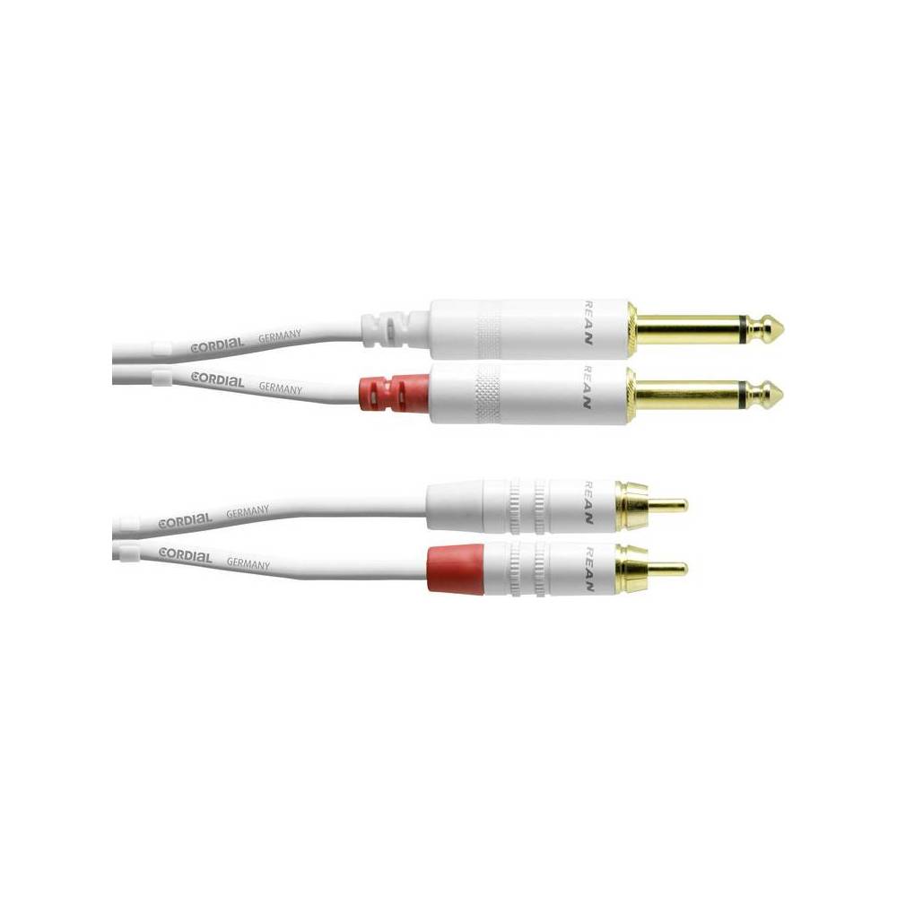 Cordial CFU1.5PC-SNOW Intro verloopkabel 2x 6.3 TS jack - 2x RCA 1.5m wit
