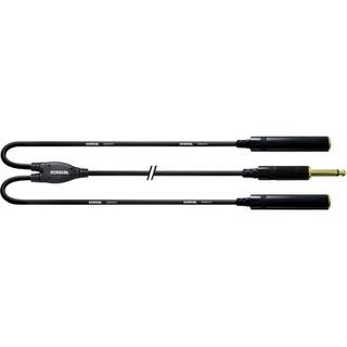 Cordial CFY0.3PGG Intro verloopkabel 6.3mm TS jack 2x fem - 1x male 0.3m zwart