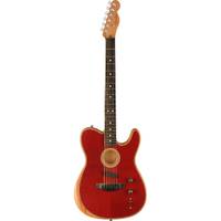 Fender American Acoustasonic Telecaster Crimson Red elektrisch-akoestische gitaar met gigbag