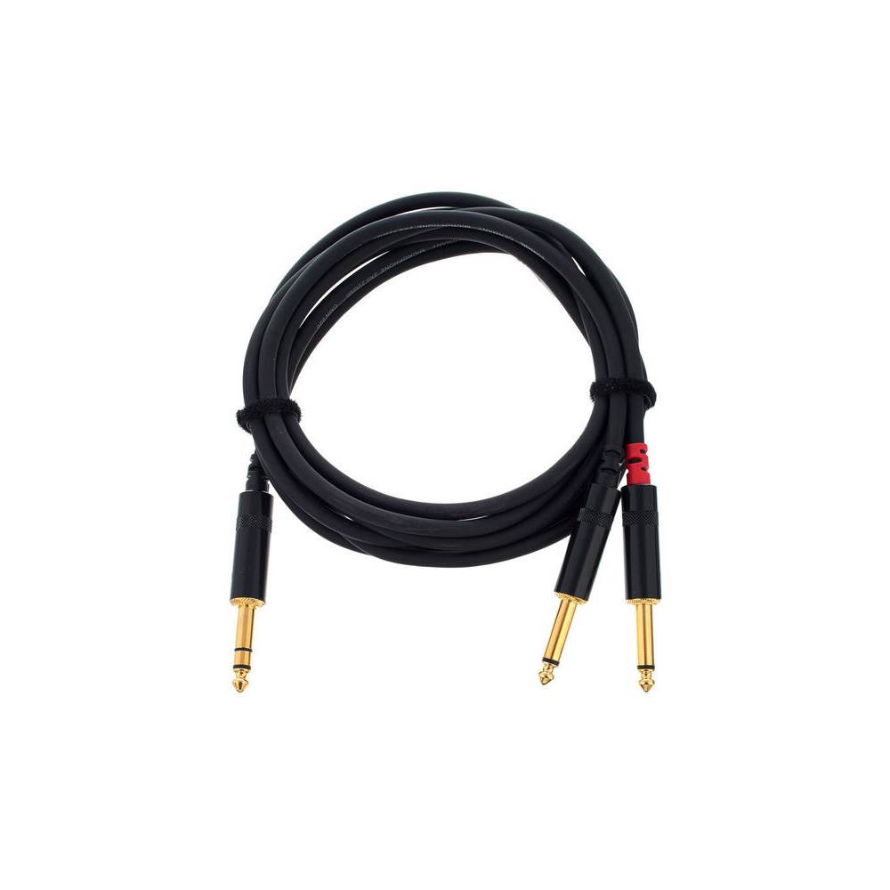 Cordial CFY1.5VPP-LONG Intro verloopkabel jack 6.3mm TRS -2x 6.3mm TS 1.5m zwart